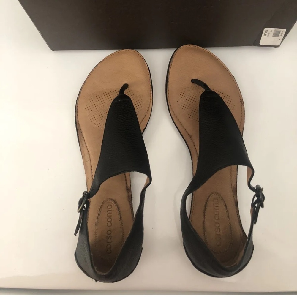CORSO COMO SANTORINI BLACK LEATHER SANDALS SIZE 8M. New Never Worn